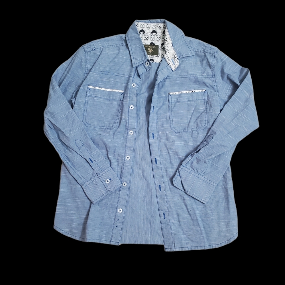 Buzz Cuts Boys Longsleeve Button Down with Skulls